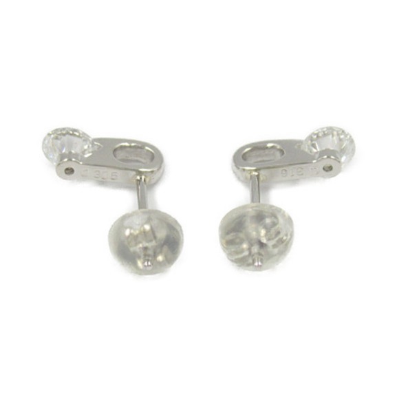 LuxUness Platinum Diamond Earrings Jewelry Natural Material Earrings - Picture 2 of 7